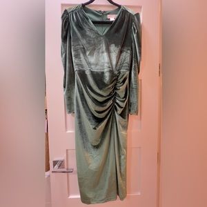 Rachel Parcell B over green olive dress